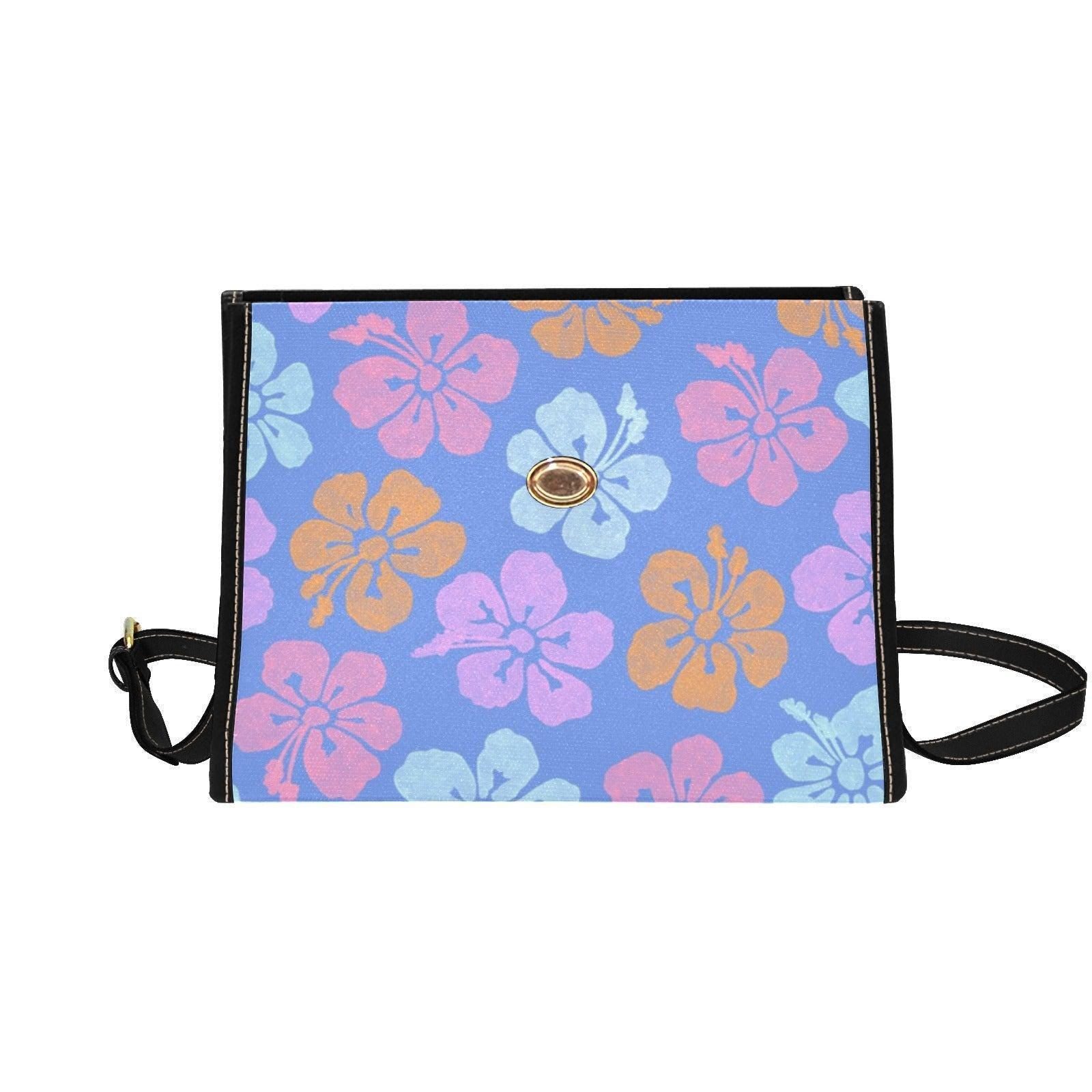 Hibiscus Top Handle Bag, Pastel Tropical Floral Clutch, Summer Resort Waterproof Purse