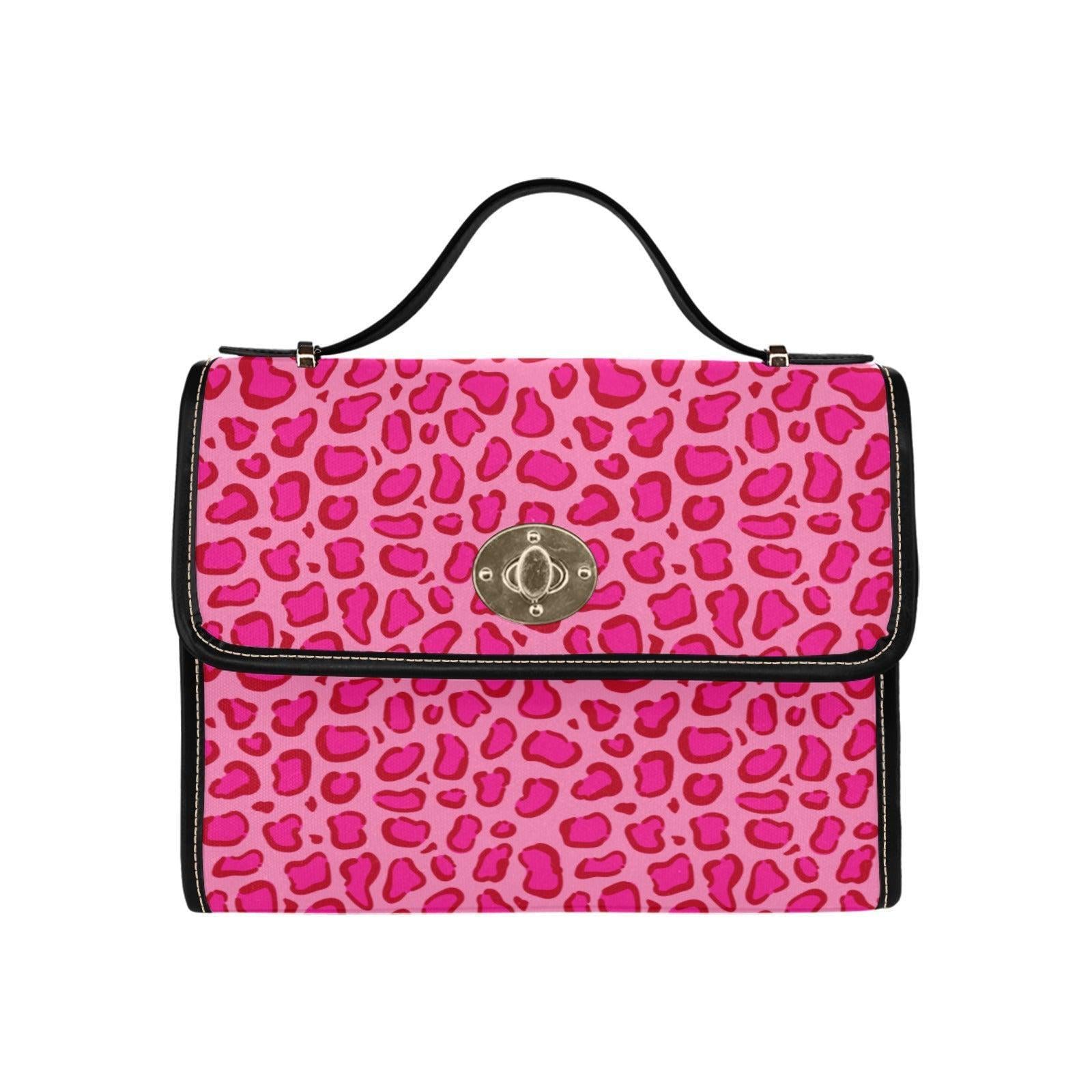 Hot Pink Leopard Print Crossbody Bag, Y2K Baddie Satchel, Vegan Leather Strap, Trendy Animal Print Purse