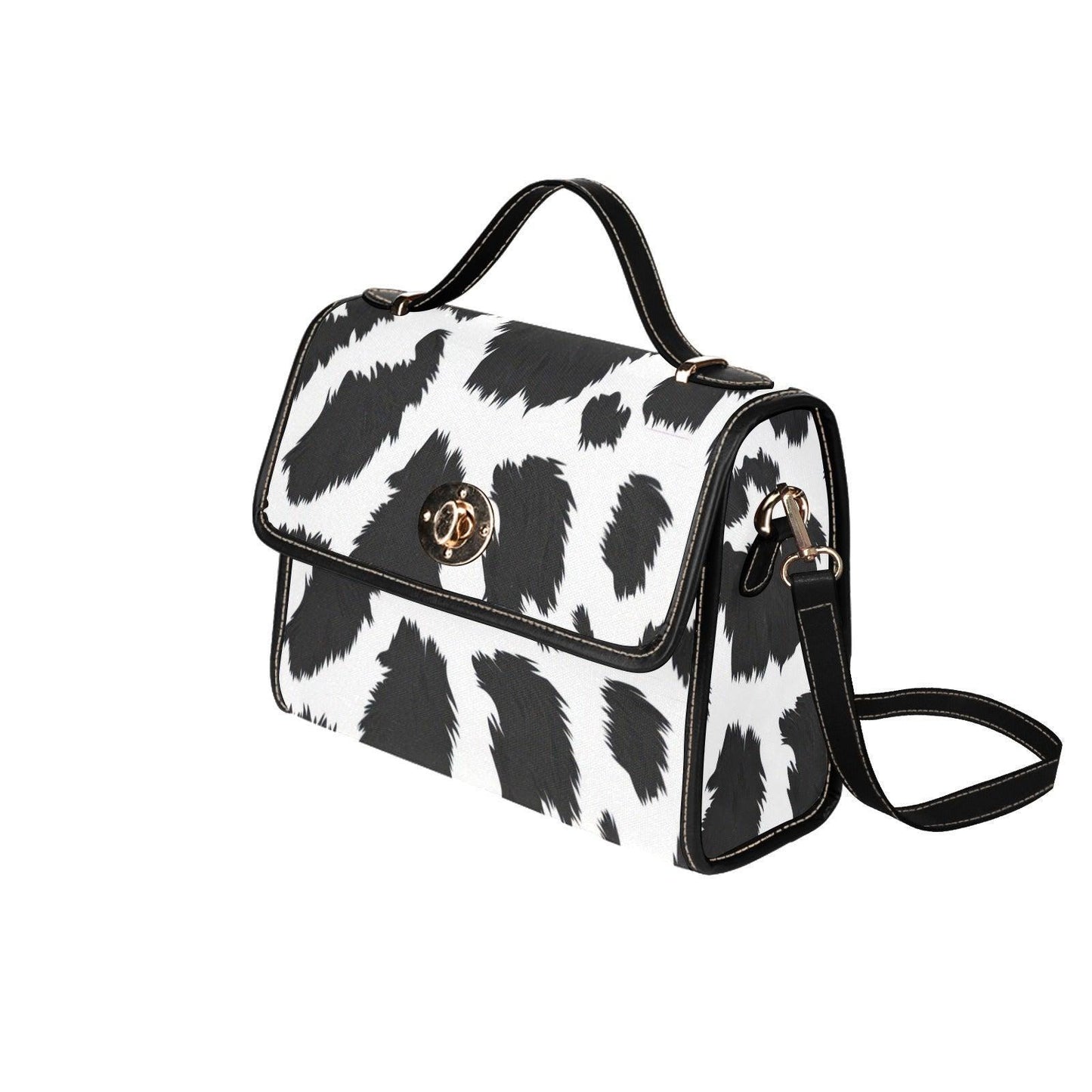 Cow Print Crossbody Bag, Faux Leather Western Purse, Animal Print Shoulder Bag, Trendy Vegan Handbag