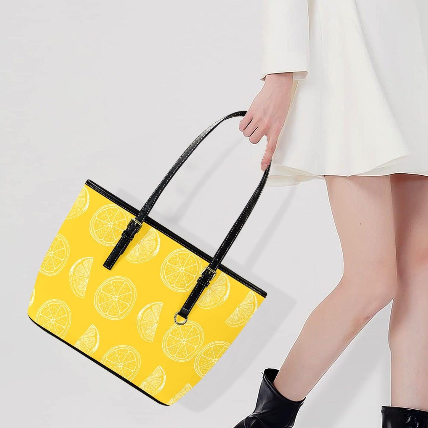 Yellow Citrus Tote Bag, Lemon Slice Shoulder Purse, Bright Market Carryall, Sunny Summer Handbag
