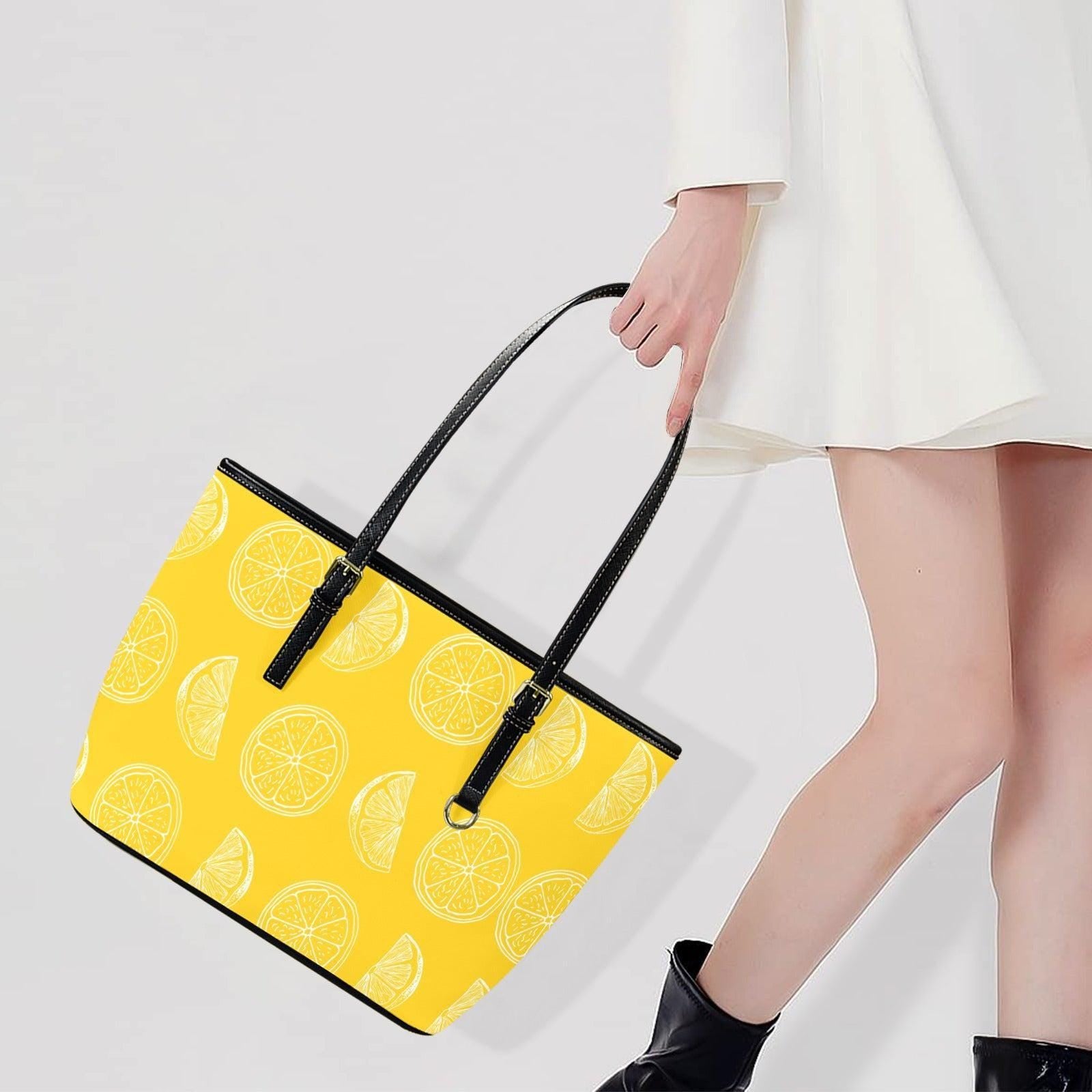 Yellow Citrus Tote Bag, Lemon Slice Shoulder Purse, Bright Market Carryall, Sunny Summer Handbag