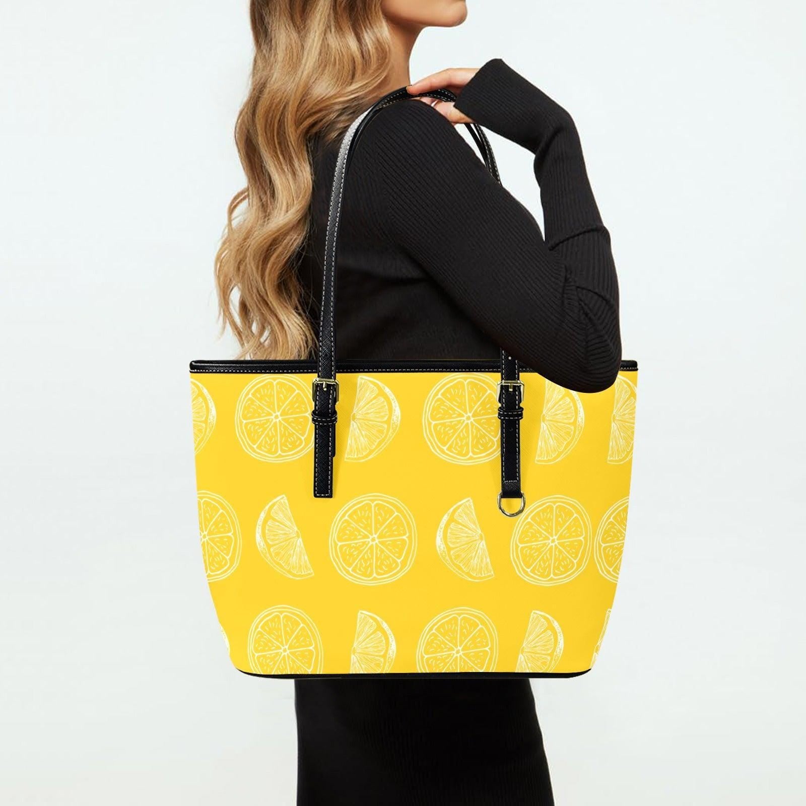 Yellow Citrus Tote Bag, Lemon Slice Shoulder Purse, Bright Market Carryall, Sunny Summer Handbag