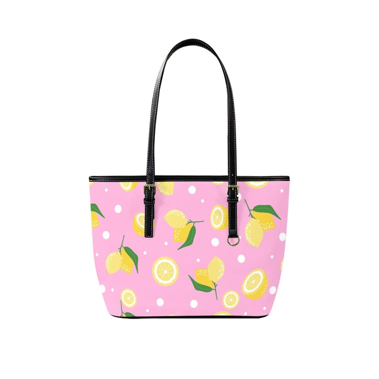 Lemon Picnic Tote Bag, Pink Citrus Shoulder Purse, Summer Market Carryall, Vacation Ready Handbag