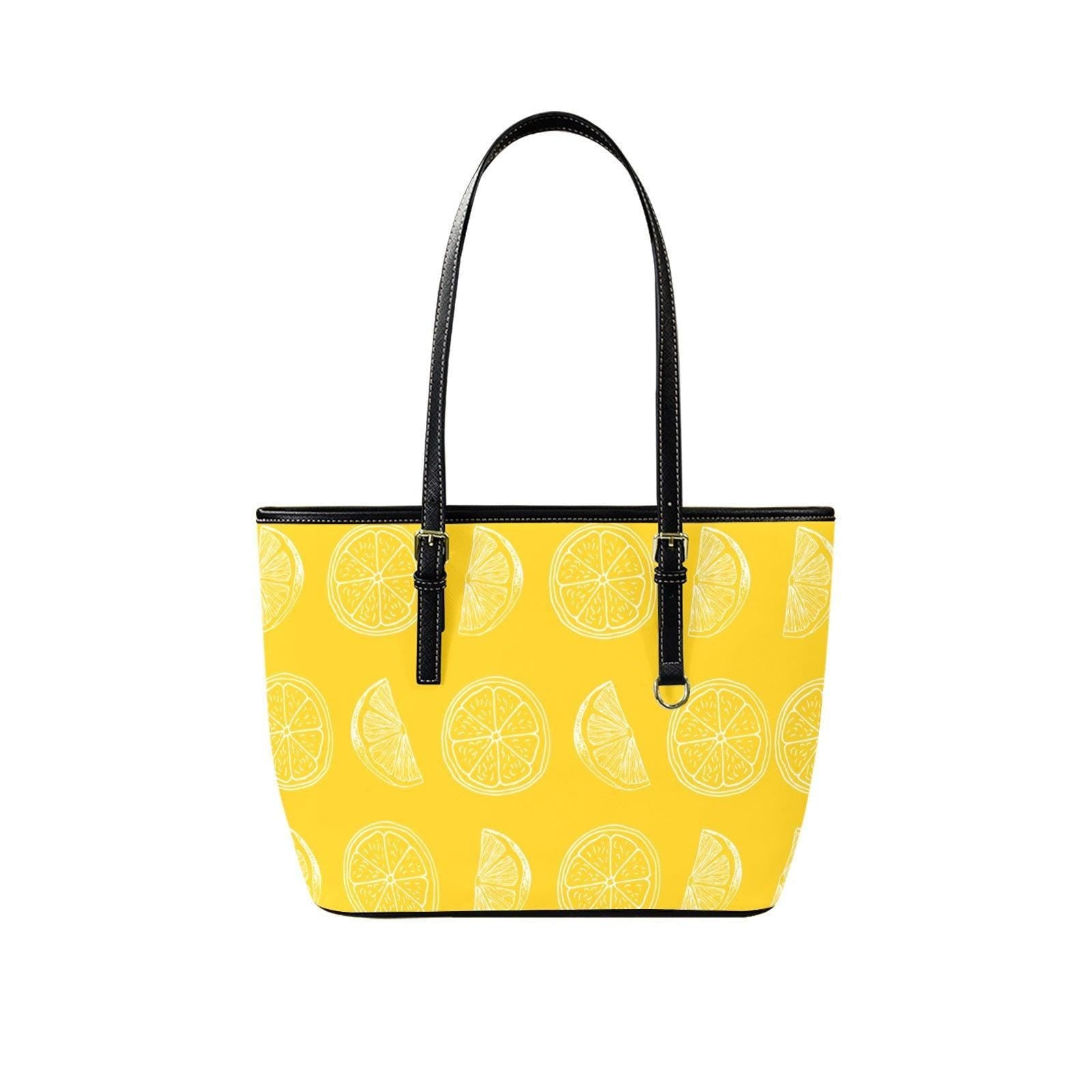Yellow Citrus Tote Bag, Lemon Slice Shoulder Purse, Bright Market Carryall, Sunny Summer Handbag