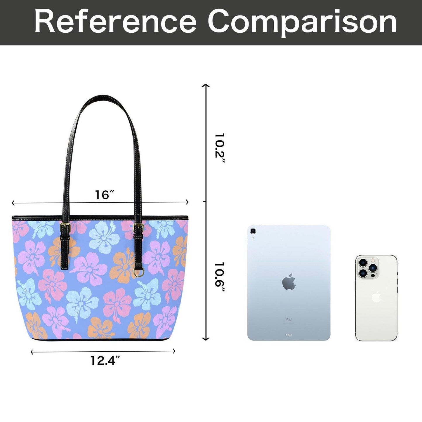 Blue Hibiscus Tote Bag, Tropical Floral Shoulder Purse, Island Vacation Handbag, Summer Holiday Tote