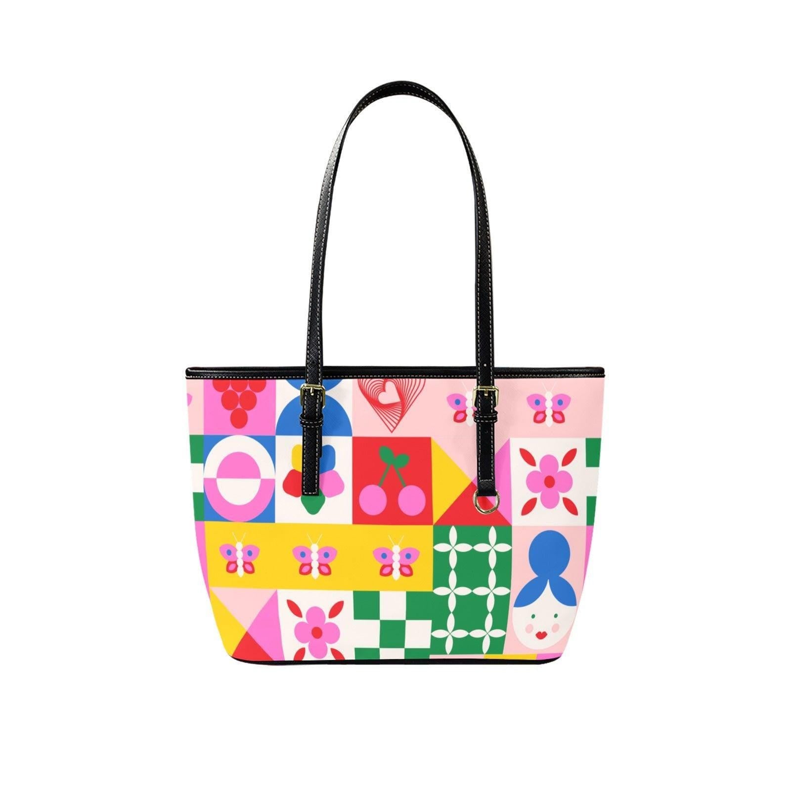 Scandinavian Floral Tote Bag, Nordic Patchwork Shoulder Purse, Bright Folk Art Carryall, Everyday Statement Handbag
