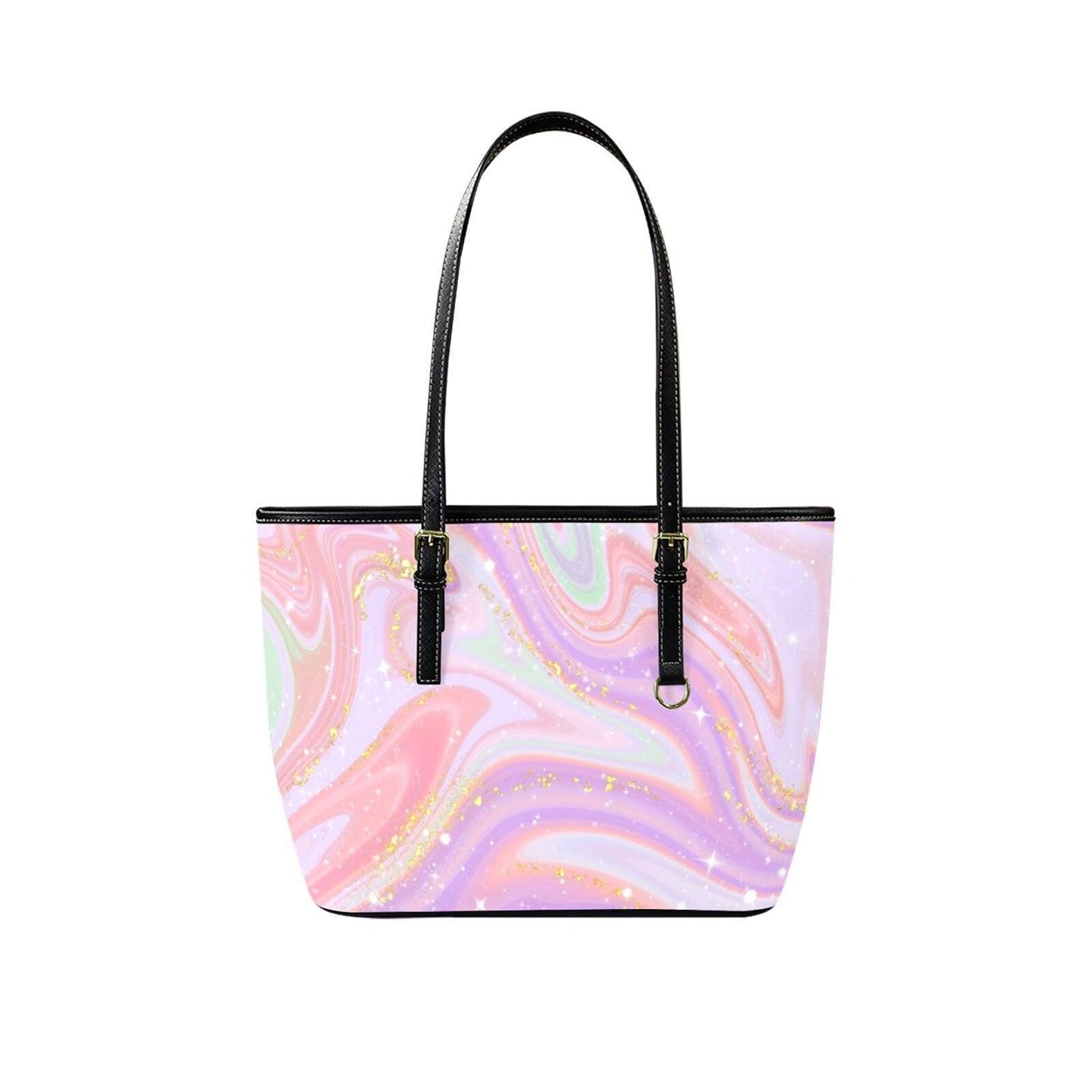 Pink Marble Tote Bag, Glitter Swirl Shoulder Purse, Dreamy Pastel Handbag, Coquette Style Carryall