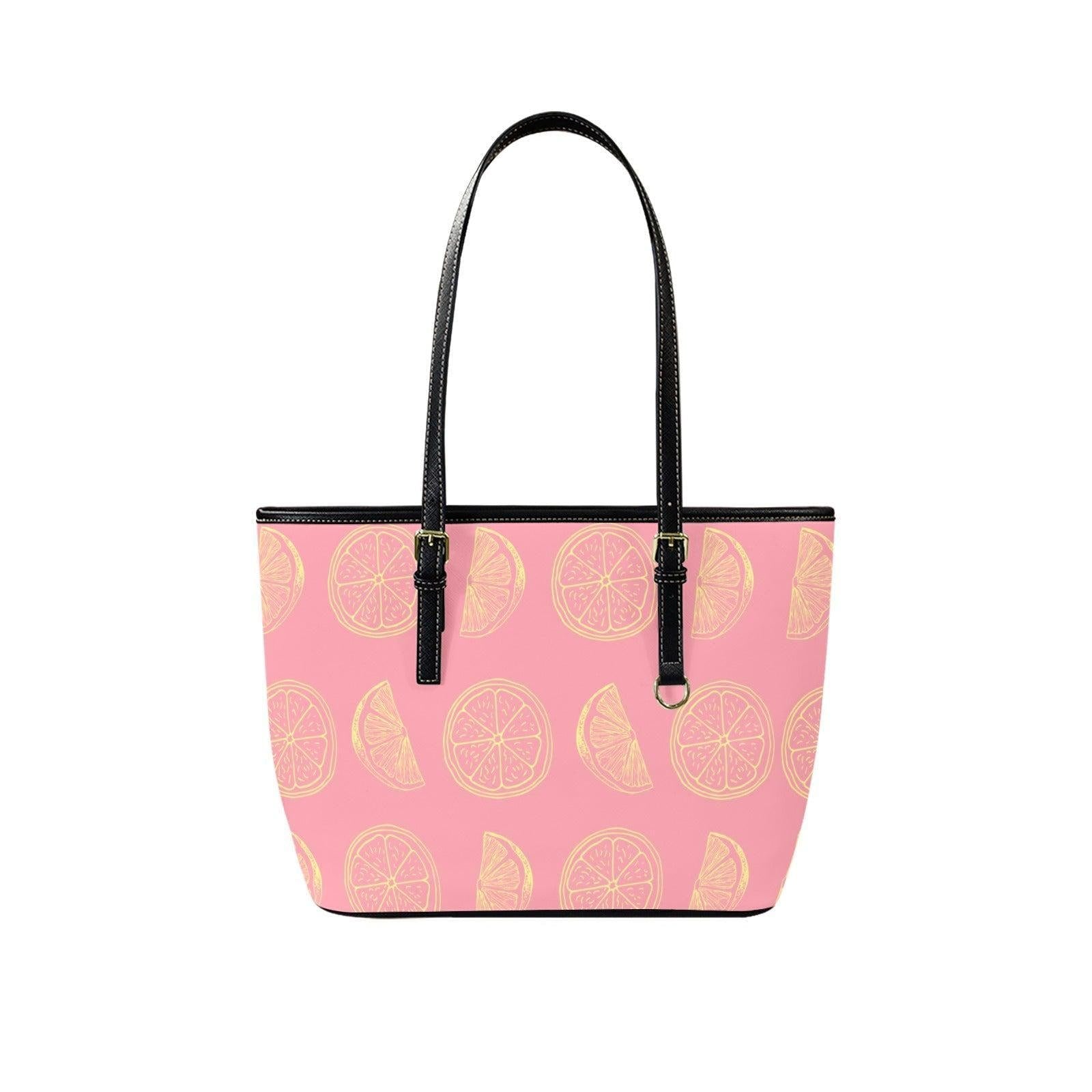 Pink Citrus Beach Tote, Grapefruit Print Shoulder Bag, Summer Vacation Purse, Poolside Resort Carryall