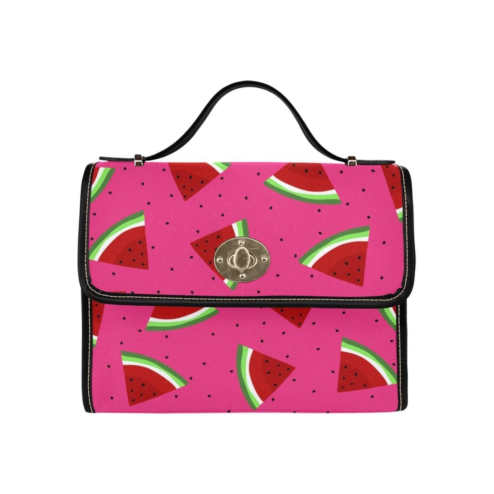 Watermelon Slice Satchel Purse, Pink Summer Crossbody Bag, Cute Beach Handbag for Festival Travel