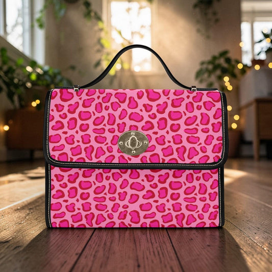 Hot Pink Leopard Print Crossbody Bag, Y2K Baddie Satchel, Vegan Leather Strap, Trendy Animal Print Purse