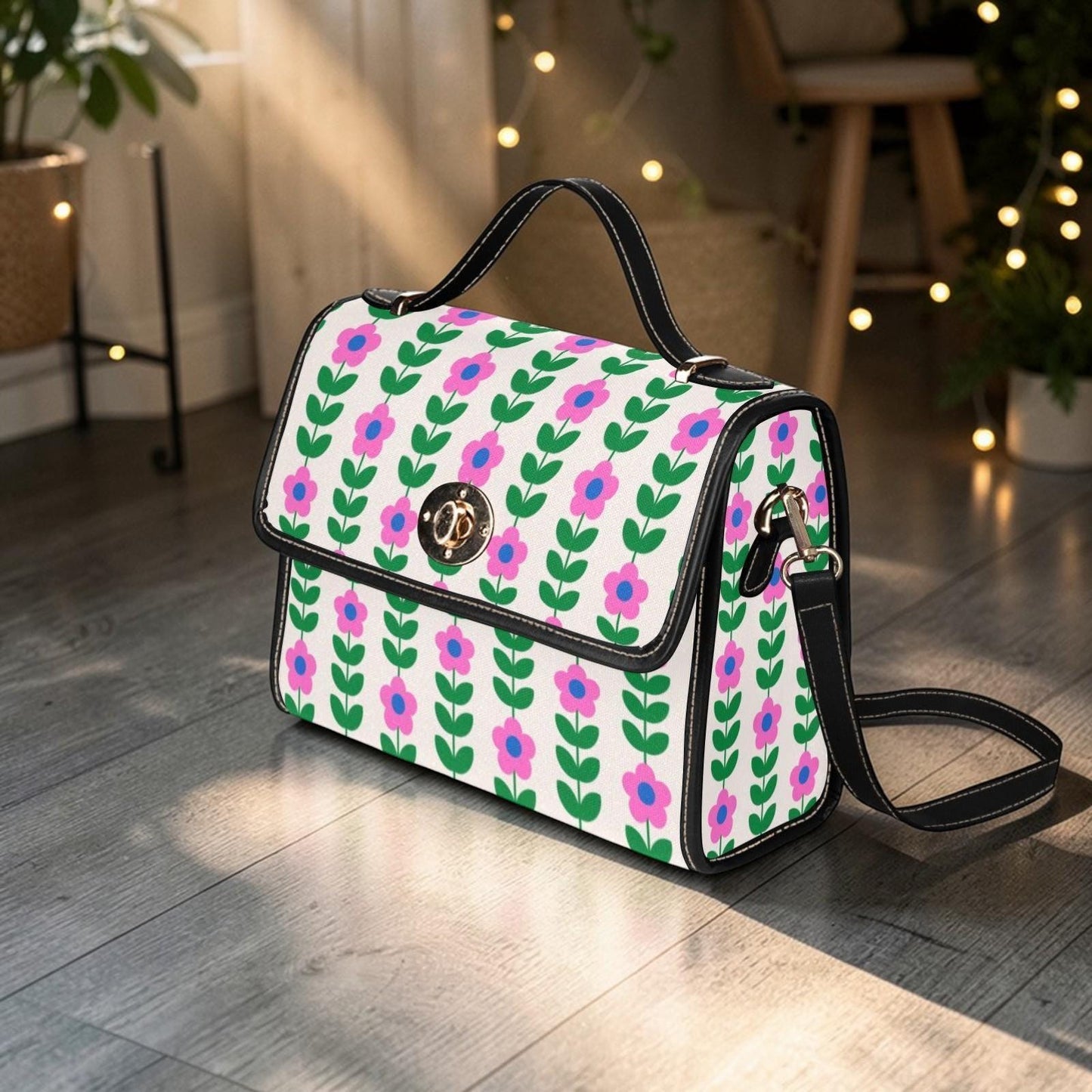 Watermelon Colorblock Tote, Retro Floral Crossbody Purse, Kawaii Summer Handbag