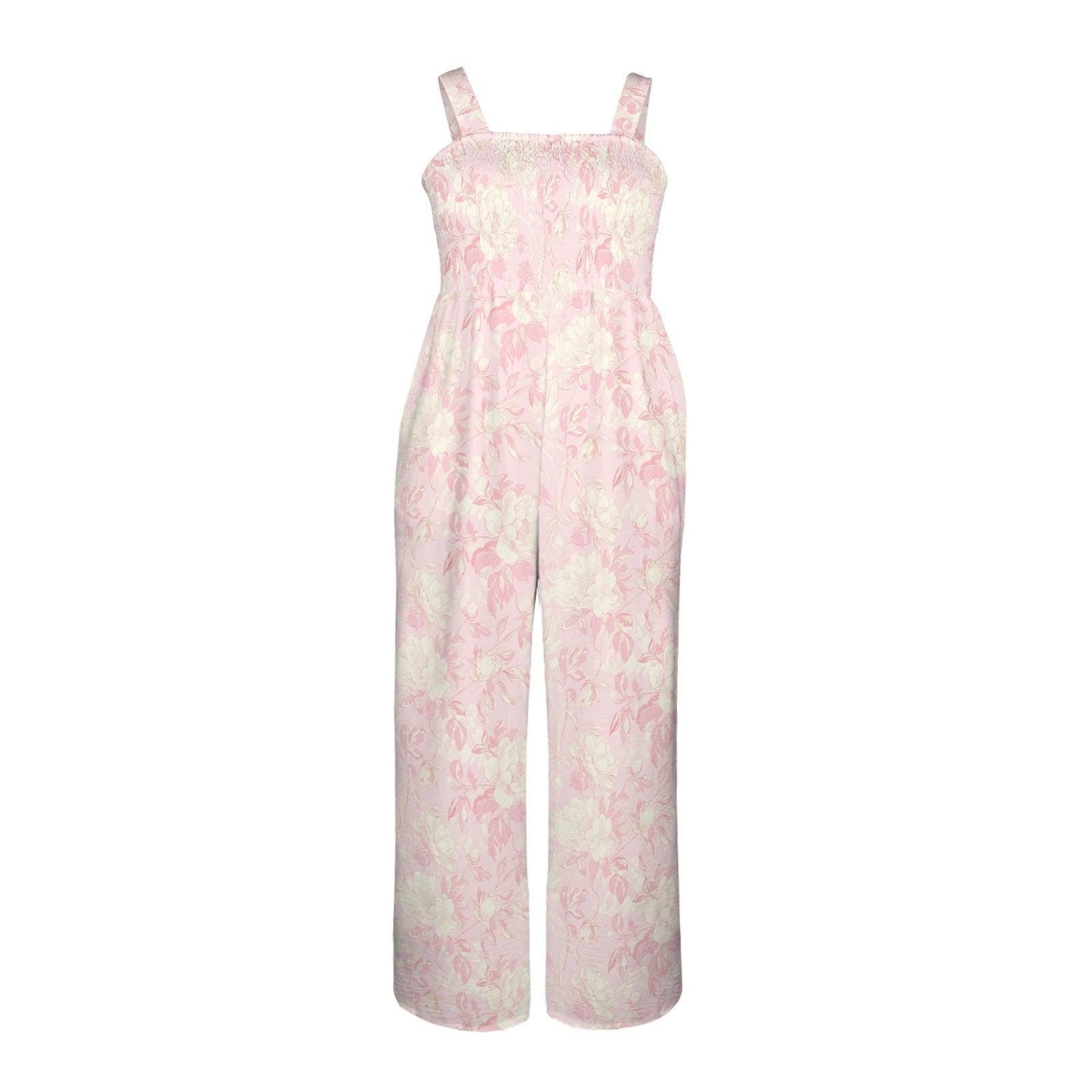 Blush Floral Jumpsuit for Women, Pink Peony Romper, Bridal Weekend Outfit, Feminine Honeymoon Look
