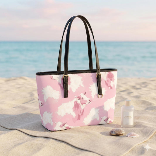 Pink Cow Print Tote Bag, Western Chic Shoulder Purse, Ranch Style Everyday Handbag, Rodeo Fashion Tote