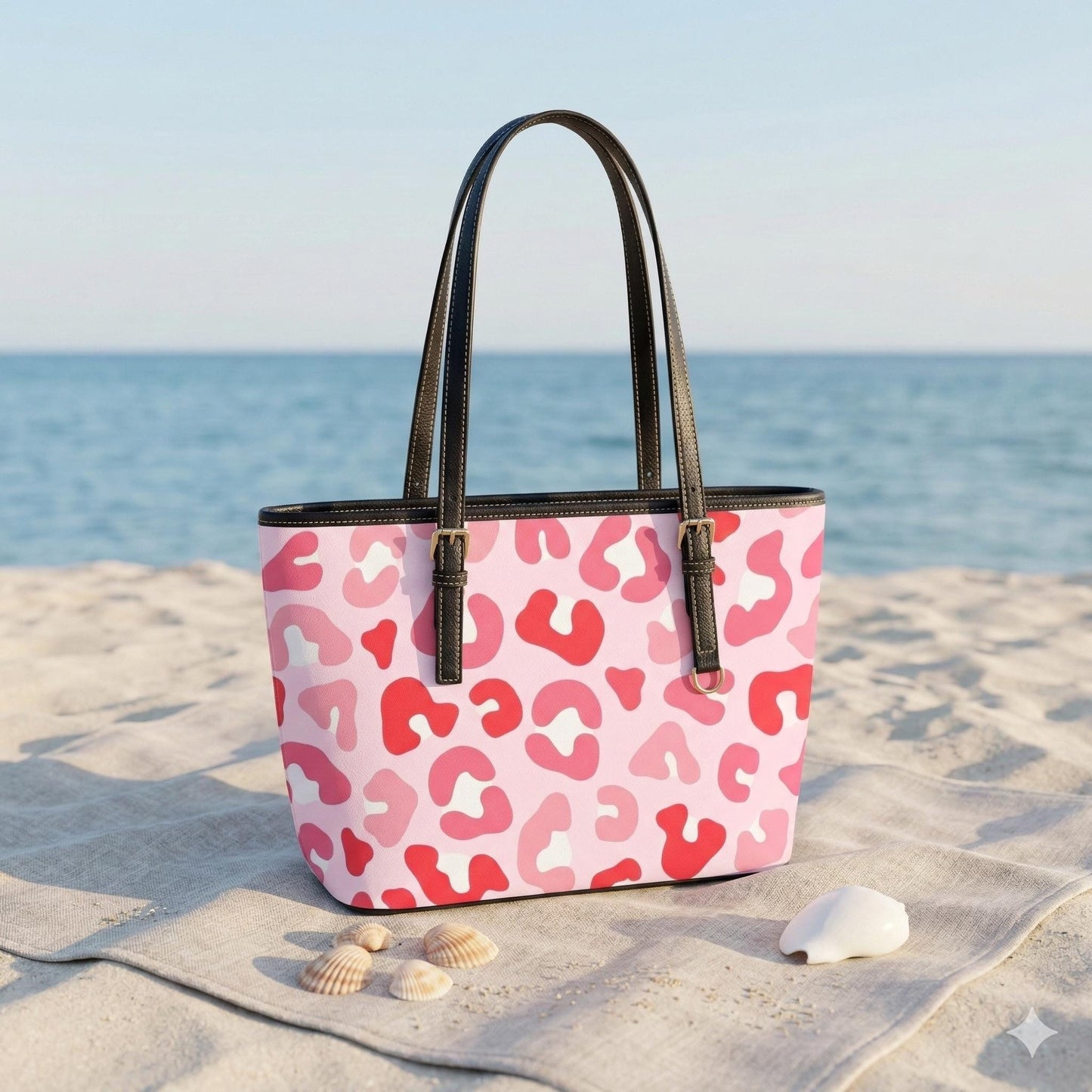Pink Leopard Tote Bag, Animal Print Shoulder Purse, Bold Everyday Handbag, Trendy Statement Carryall