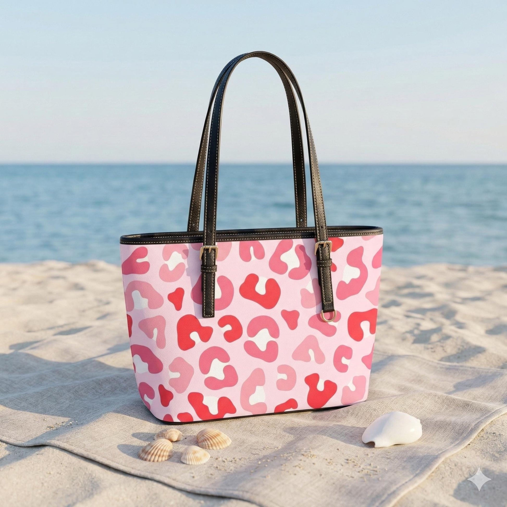 Pink Leopard Tote Bag, Animal Print Shoulder Purse, Bold Everyday Handbag, Trendy Statement Carryall