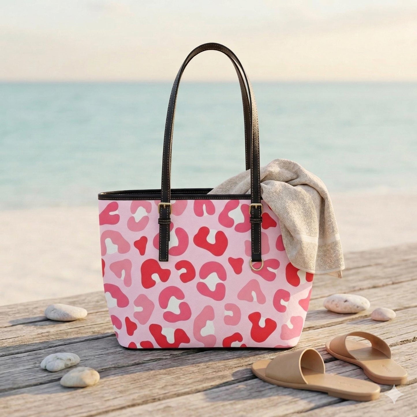 Pink Leopard Tote Bag, Animal Print Shoulder Purse, Bold Everyday Handbag, Trendy Statement Carryall