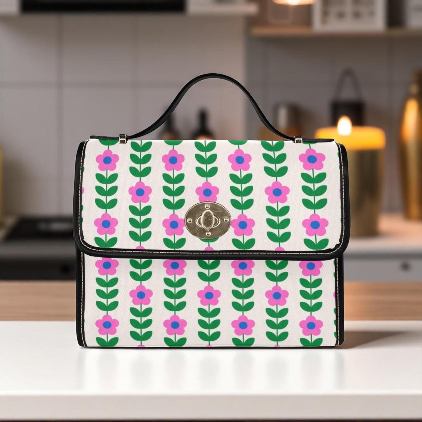 Watermelon Colorblock Tote, Retro Floral Crossbody Purse, Kawaii Summer Handbag