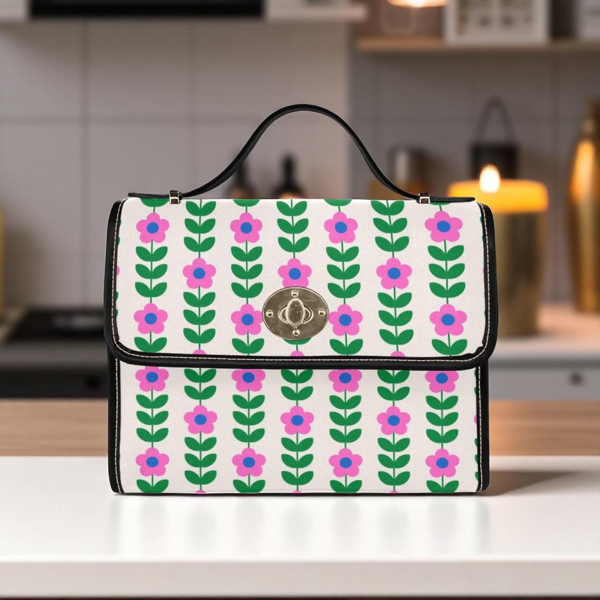 Watermelon Colorblock Tote, Retro Floral Crossbody Purse, Kawaii Summer Handbag