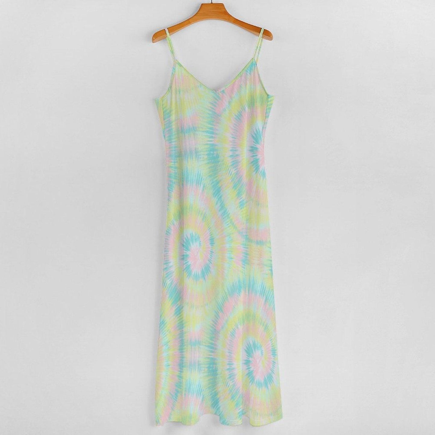 Pastel Tie Dye Maxi Dress, Boho Summer Sundress, Festival and Beach Vacation Outfit