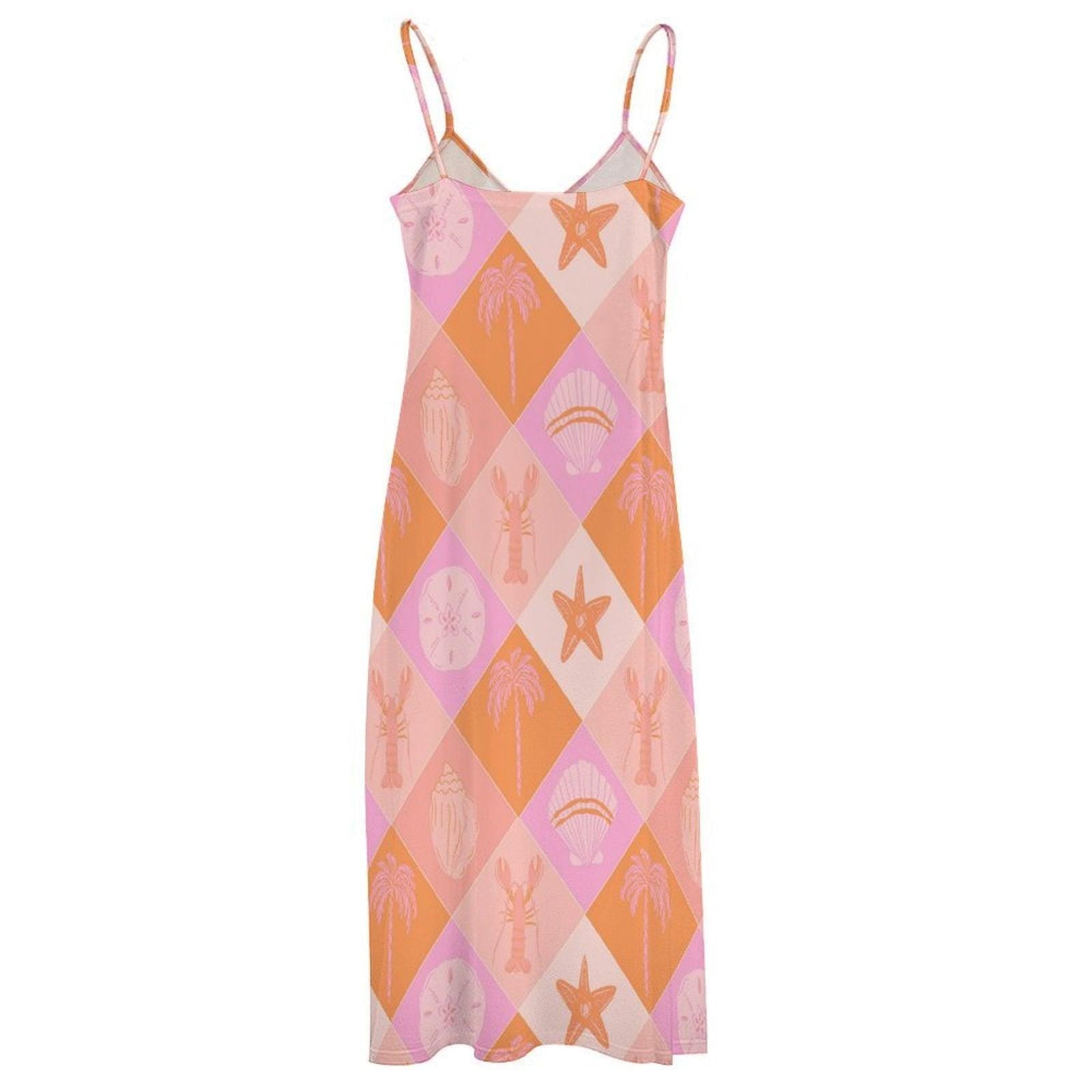 Pastel Beachcore Maxi Dress, Coastal Vibes Summer Dress, Y2K Soft Girl Aesthetic Sundress, Pink Ocean Shell Dress, Mermaidcore Outfit
