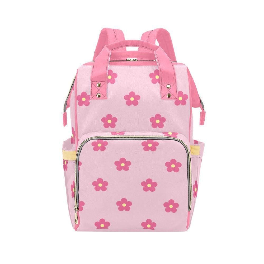 Pink Daisy Diaper Backpack, Floral Baby Bag, Cute Soft Girl Tote, Toddler Travel Bag, Mom Style