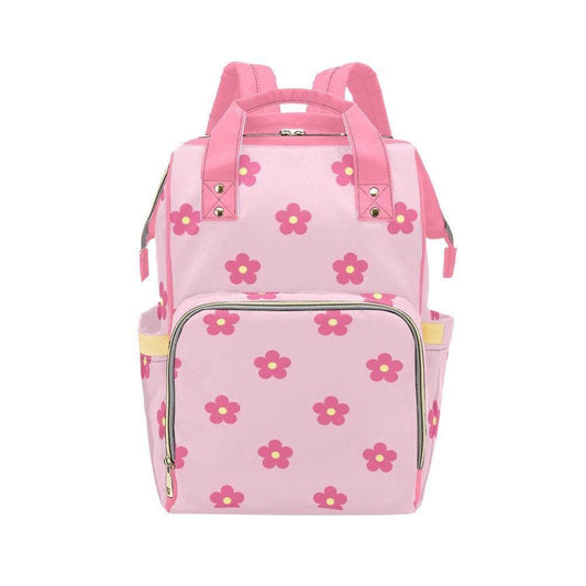 Pink Daisy Diaper Backpack, Floral Baby Bag, Cute Soft Girl Tote, Toddler Travel Bag, Mom Style