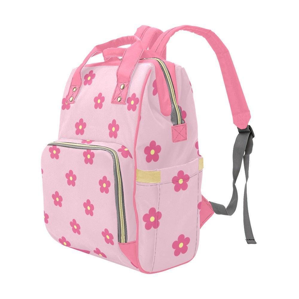 Pink Daisy Diaper Backpack, Floral Baby Bag, Cute Soft Girl Tote, Toddler Travel Bag, Mom Style