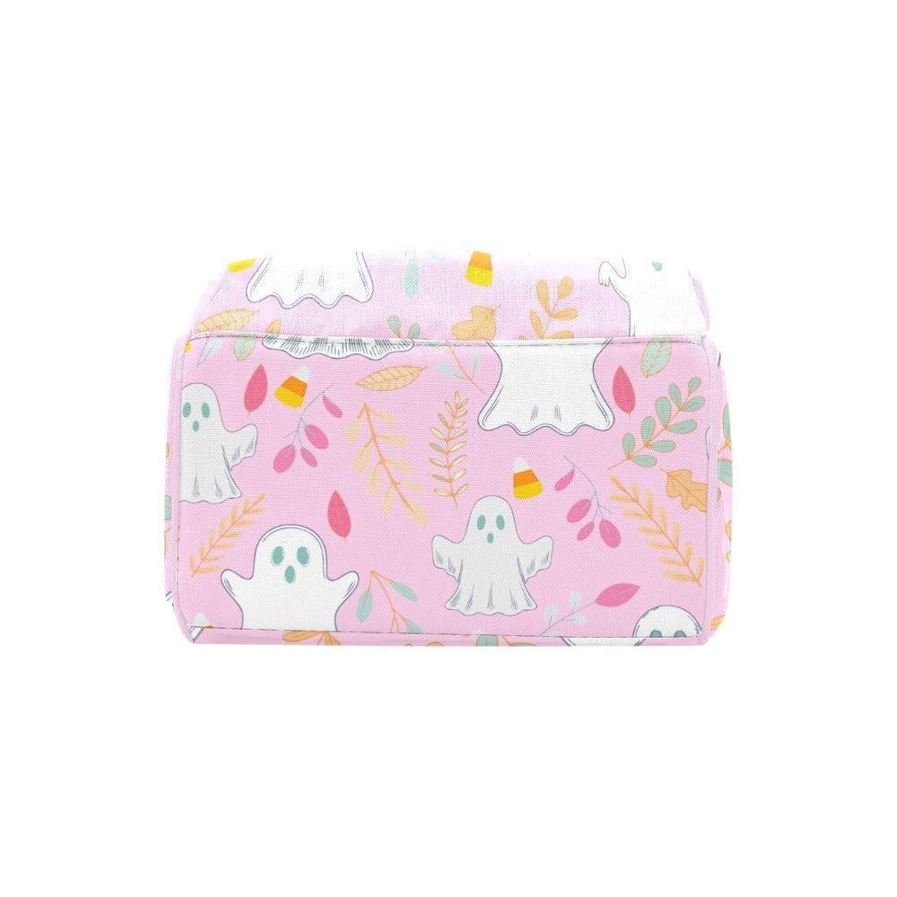 Pastel Pink Ghost Diaper Bag, Kawaii Mom Backpack, Halloween Vibe Organizer, Cute Baby Bag
