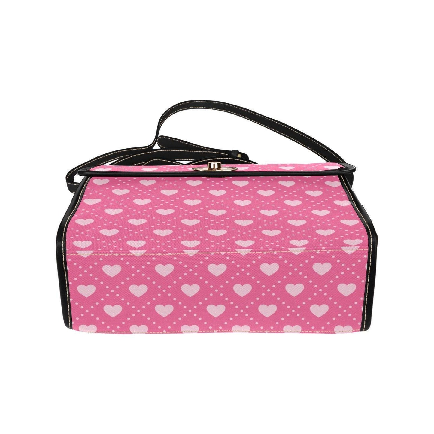 Heart polka satchel purse, pink love pattern handbag, kawaii top handle bag, cute everyday crossbody