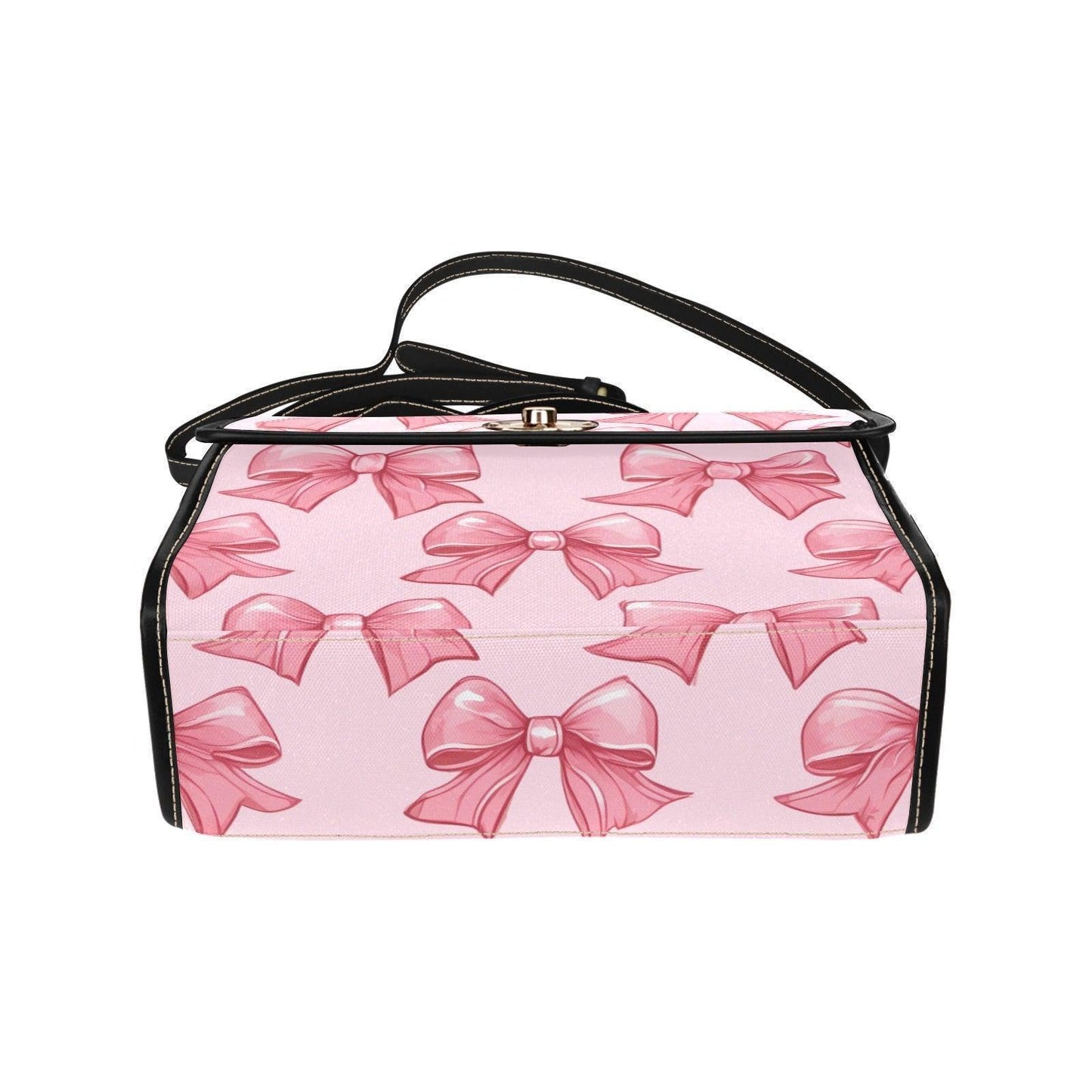 Pink Bow Satchel Purse, Waterproof Canvas Crossbody, Y2K Coquette Handbag, Girly Soft Girl Bag