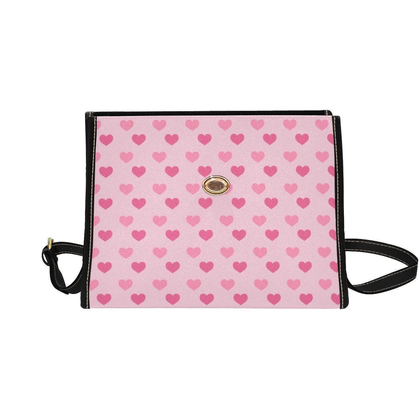 Pink heart satchel purse, kawaii crossbody bag, soft girl handbag, Y2K style vegan leather, cute love print, trendy pink bag