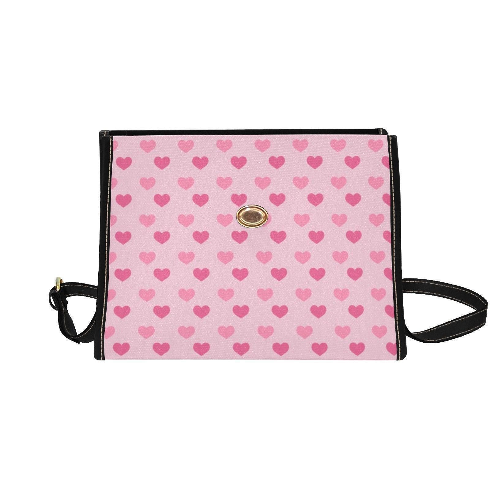 Pink heart satchel purse, kawaii crossbody bag, soft girl handbag, Y2K style vegan leather, cute love print, trendy pink bag