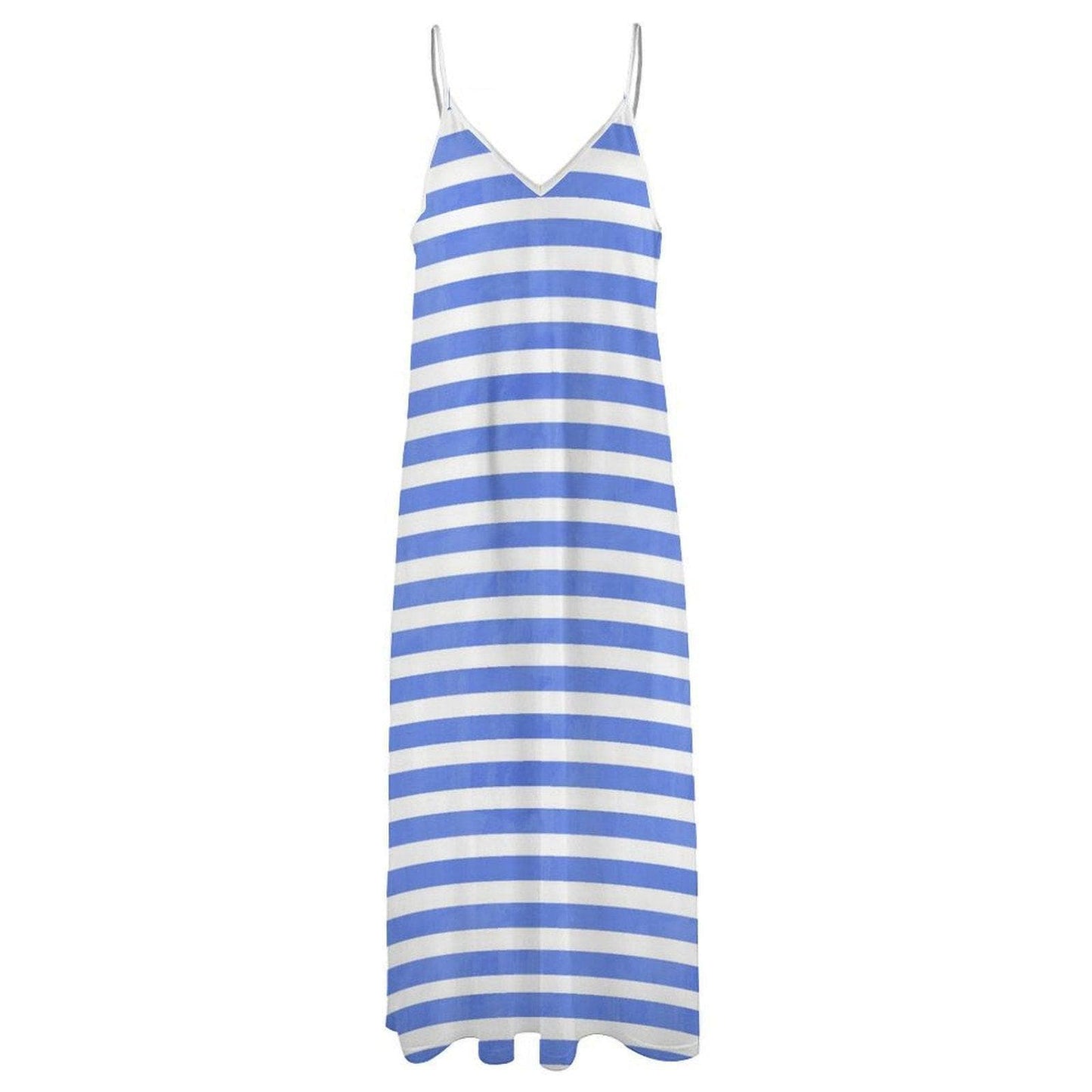 Blue Stripe Maxi Dress, Coastal Granddaughter Summer Look, French Girl Style Slip Dress, Nautical Vibes Cottagecore Outfit, Seaside Dress