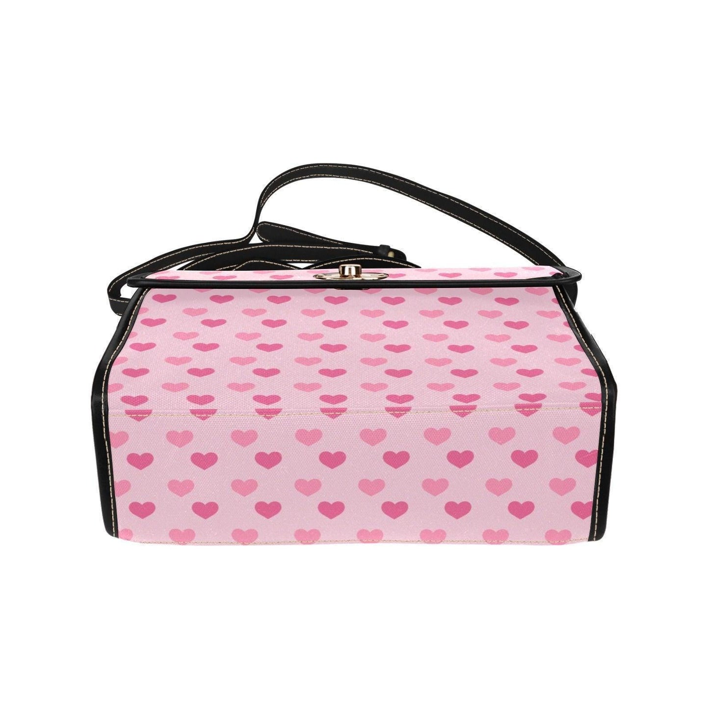 Pink heart satchel purse, kawaii crossbody bag, soft girl handbag, Y2K style vegan leather, cute love print, trendy pink bag