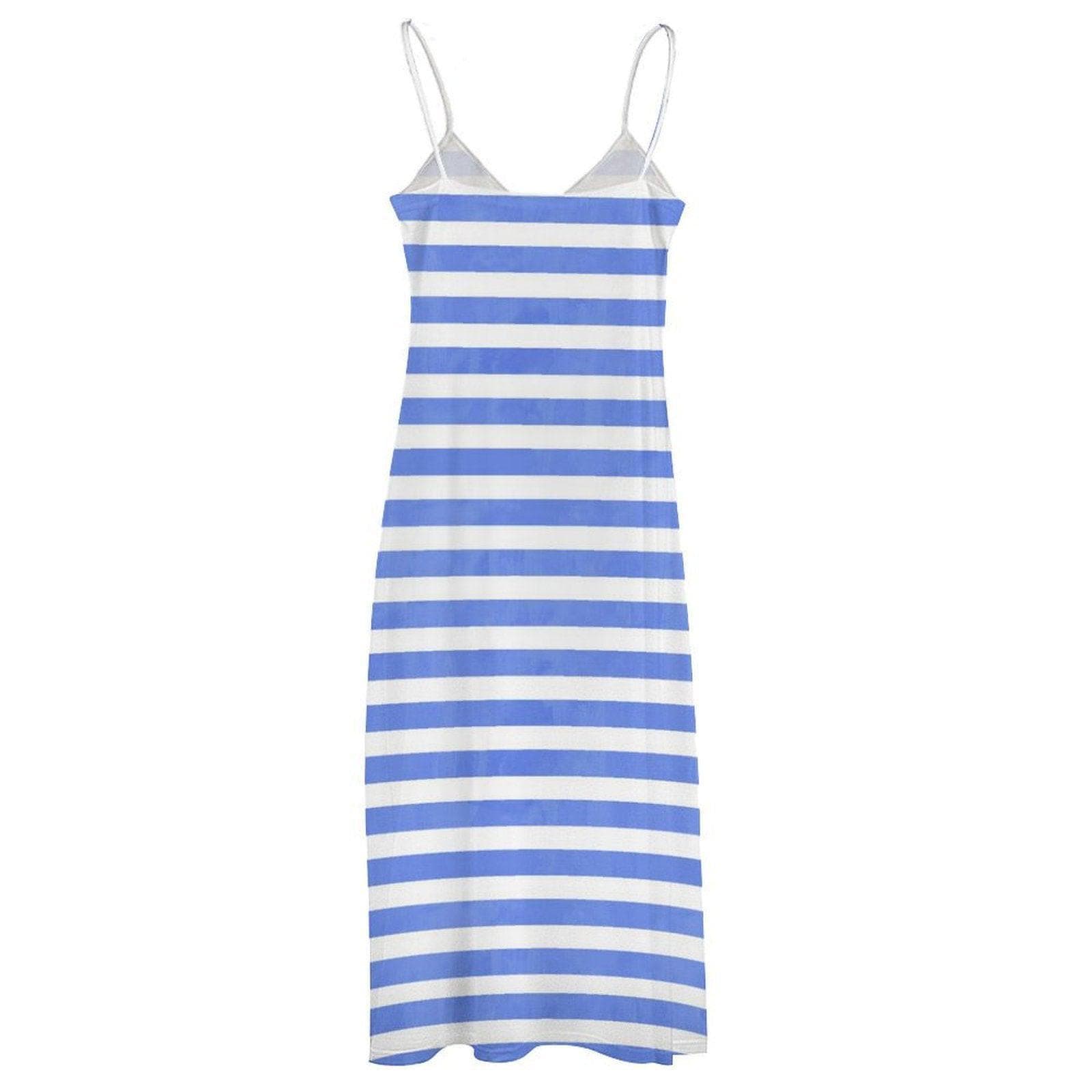 Blue Stripe Maxi Dress, Coastal Granddaughter Summer Look, French Girl Style Slip Dress, Nautical Vibes Cottagecore Outfit, Seaside Dress