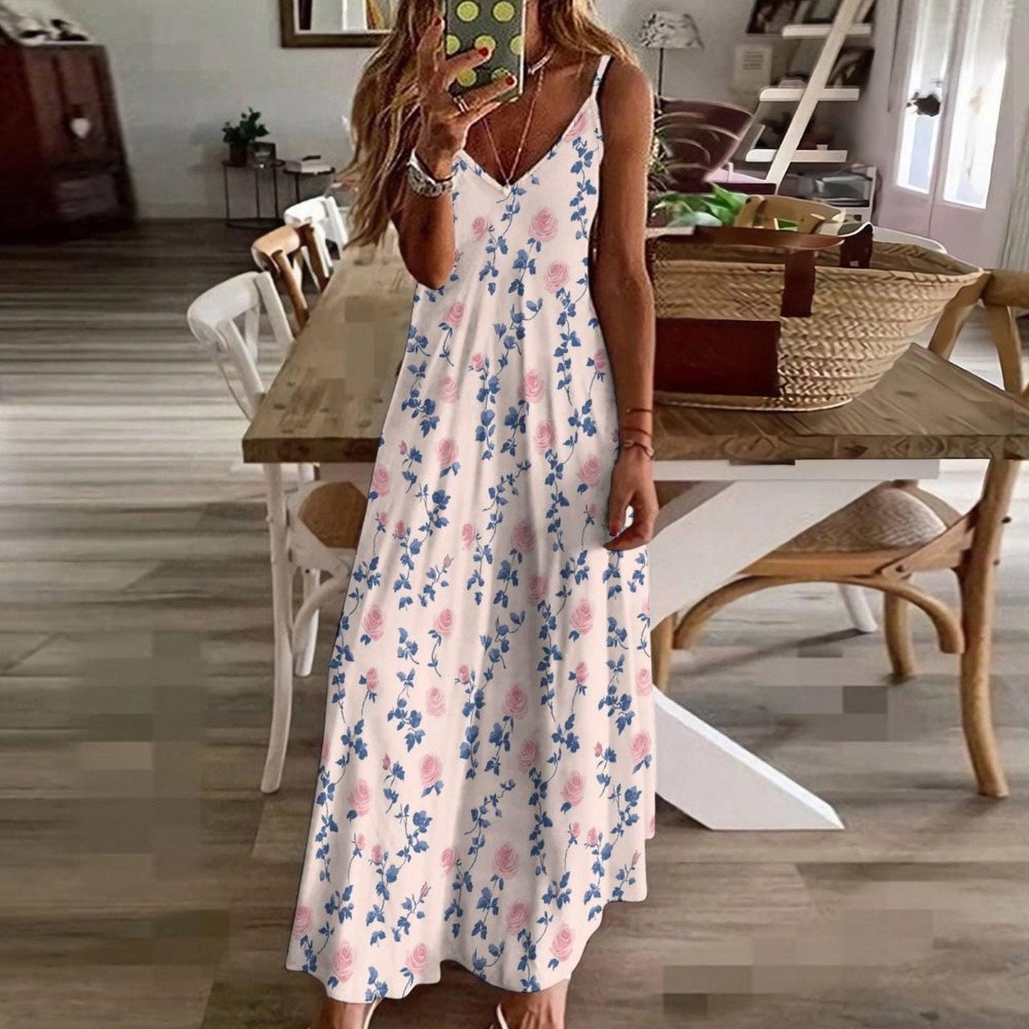 Vintage rose floral maxi dress, cottagecore garden outfit, fairycore summer dress, romantic pastel gown