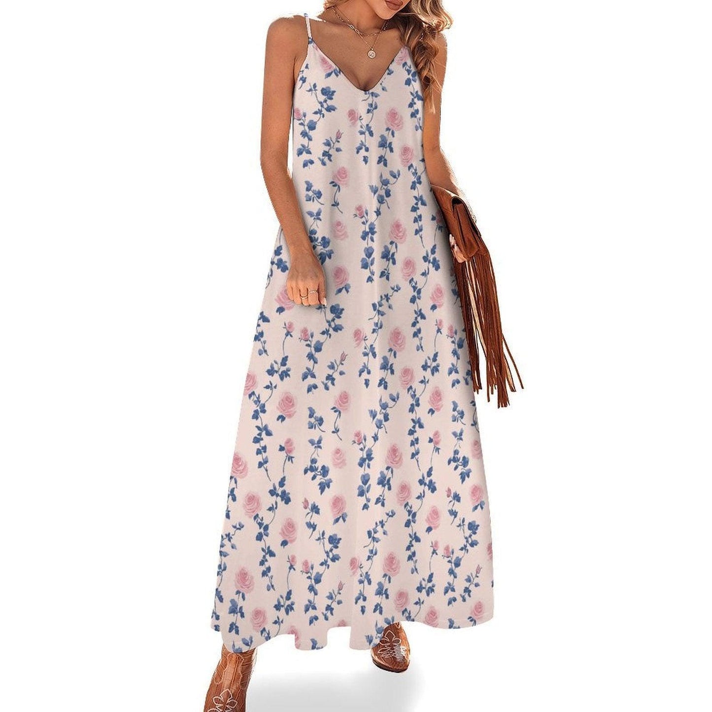 Vintage rose floral maxi dress, cottagecore garden outfit, fairycore summer dress, romantic pastel gown