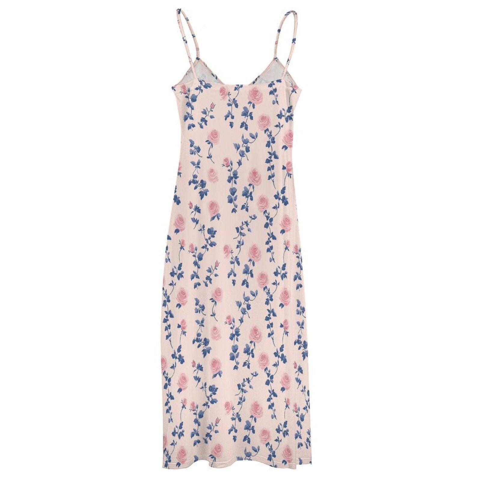 Vintage rose floral maxi dress, cottagecore garden outfit, fairycore summer dress, romantic pastel gown
