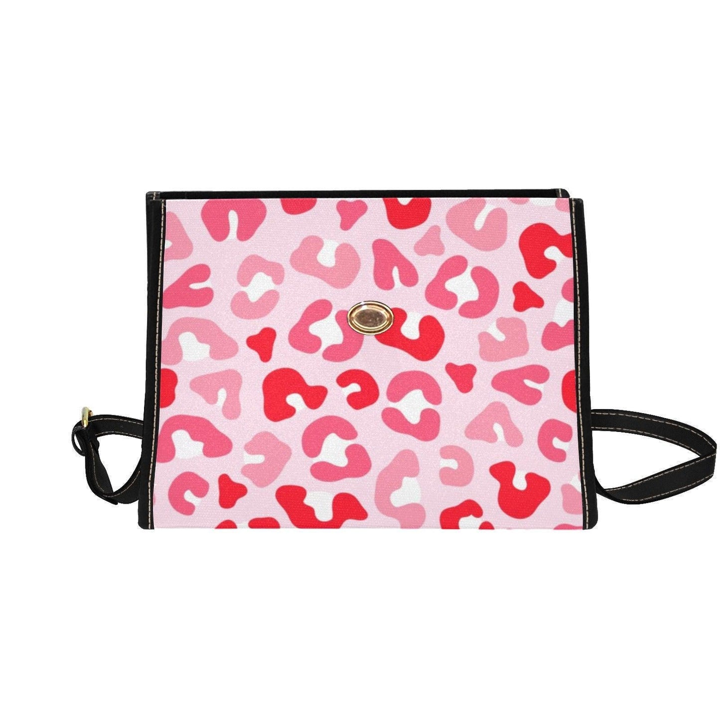Pink Leopard Print Crossbody Bag, Kawaii Animal Pattern Handbag, Trendy Y2K Statement Purse