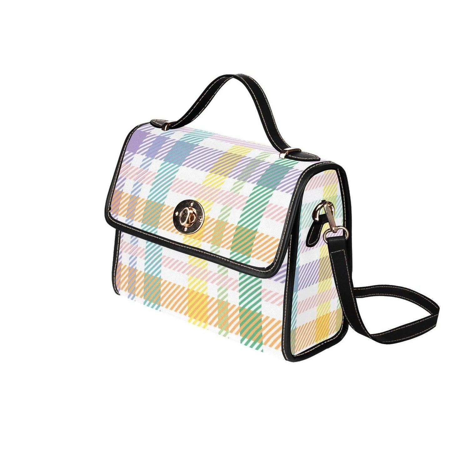 Pastel Plaid Crossbody Bag, Cottagecore Vintage Tartan Purse, Spring Lightweight Handbag