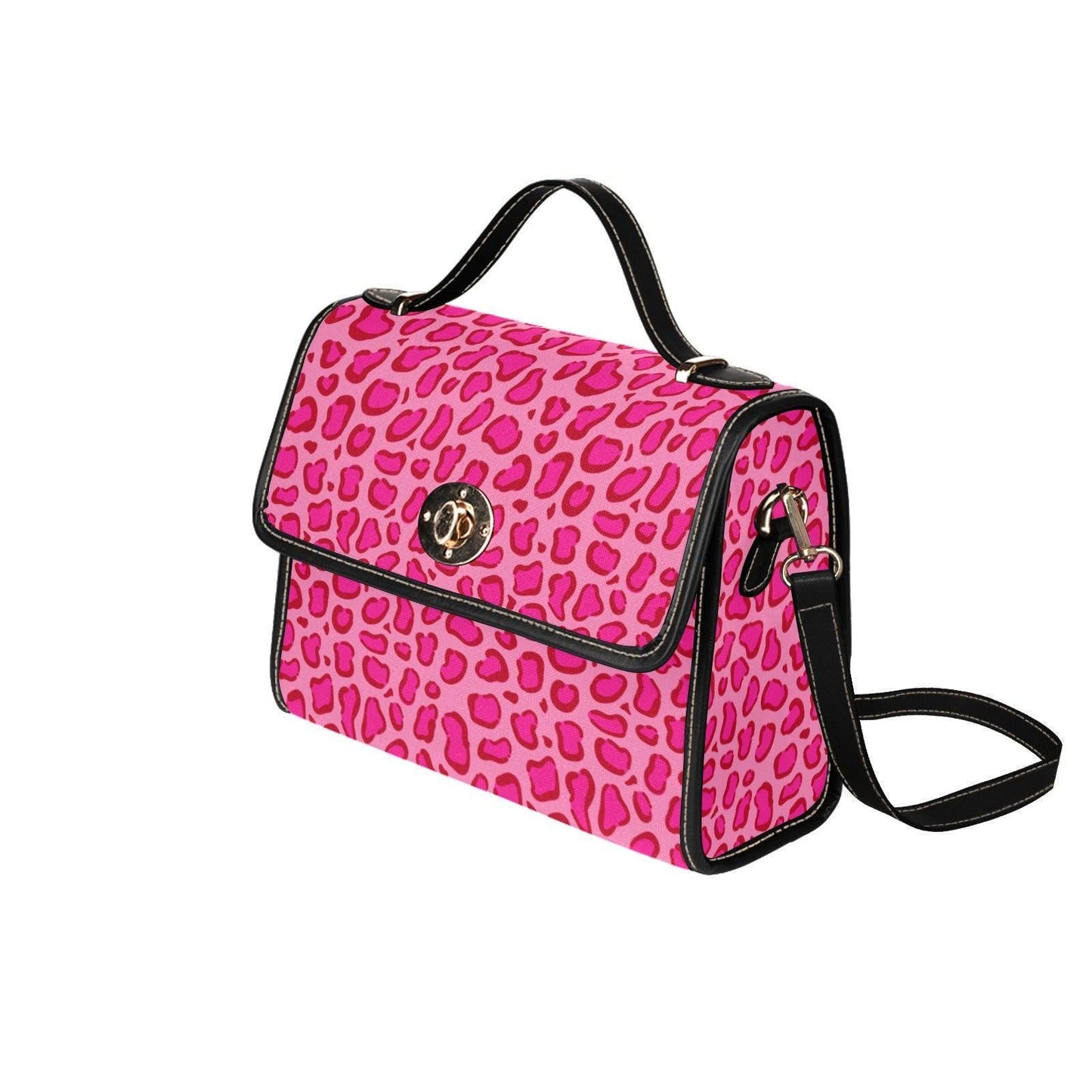 Hot Pink Leopard Print Crossbody Bag, Y2K Baddie Satchel, Vegan Leather Strap, Trendy Animal Print Purse
