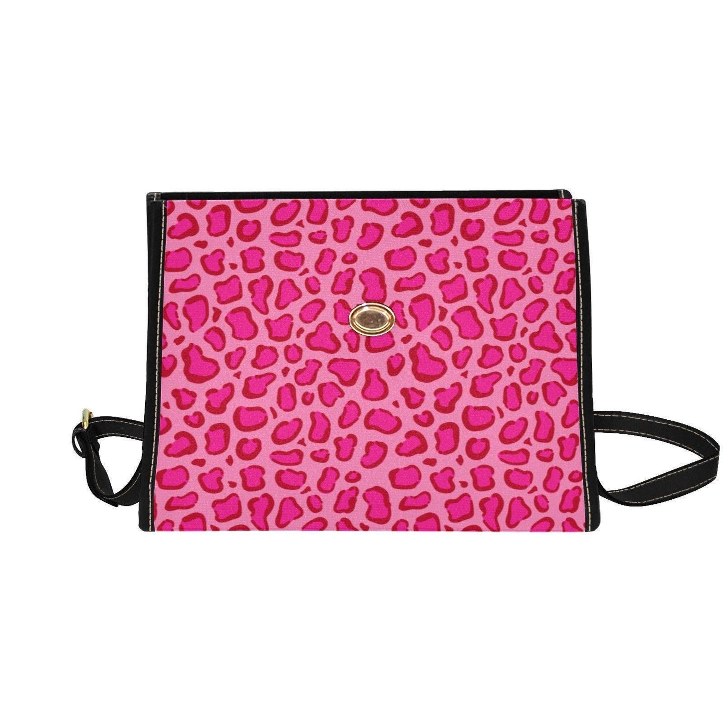 Hot Pink Leopard Print Crossbody Bag, Y2K Baddie Satchel, Vegan Leather Strap, Trendy Animal Print Purse