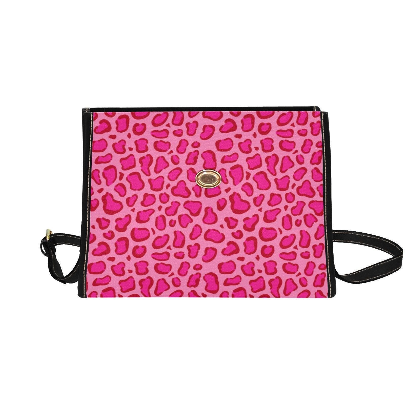 Hot Pink Leopard Print Crossbody Bag, Y2K Baddie Satchel, Vegan Leather Strap, Trendy Animal Print Purse