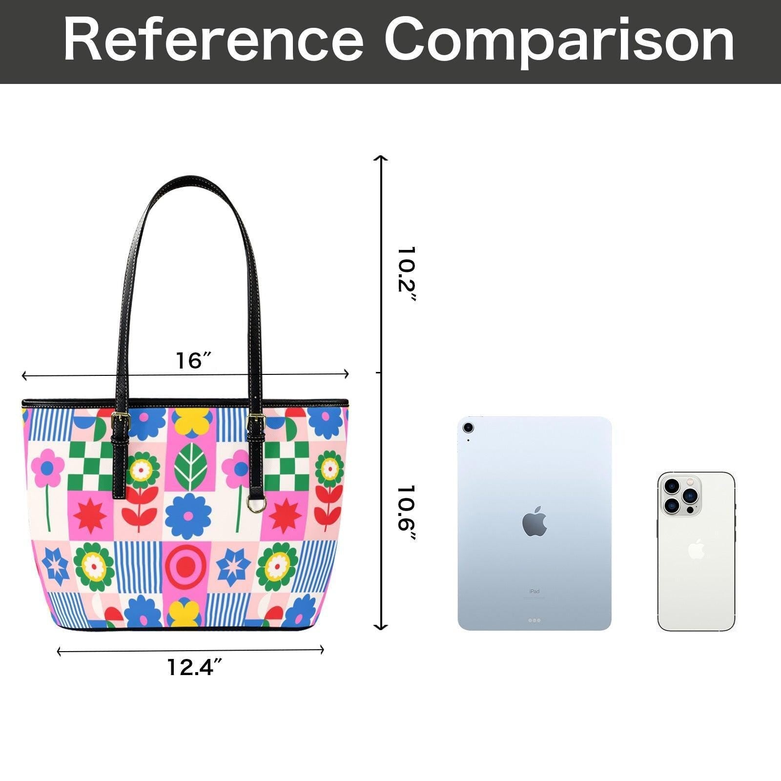 Geometric Folk Tote Bag, Color Block Shoulder Purse, Scandinavian Style Carryall, Playful Market Handbag