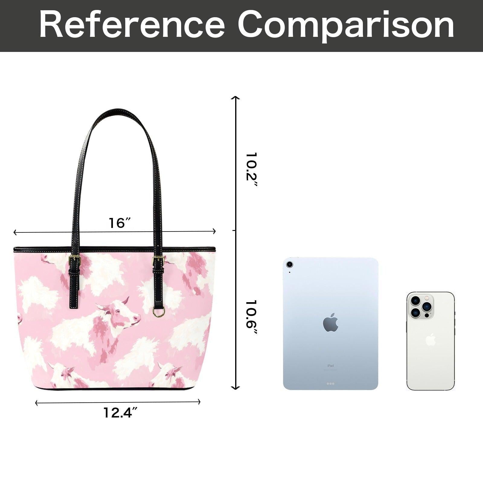 Pink Cow Print Tote Bag, Western Chic Shoulder Purse, Ranch Style Everyday Handbag, Rodeo Fashion Tote