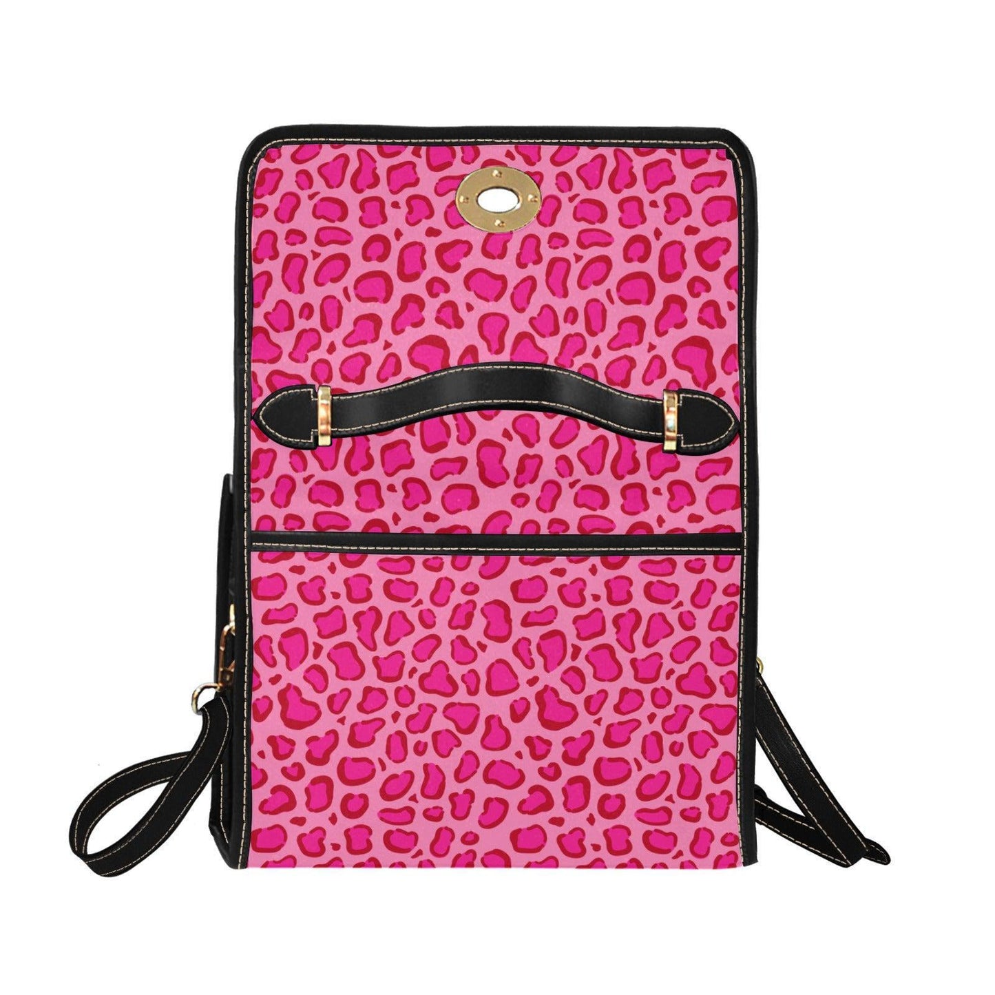 Hot Pink Leopard Print Crossbody Bag, Y2K Baddie Satchel, Vegan Leather Strap, Trendy Animal Print Purse