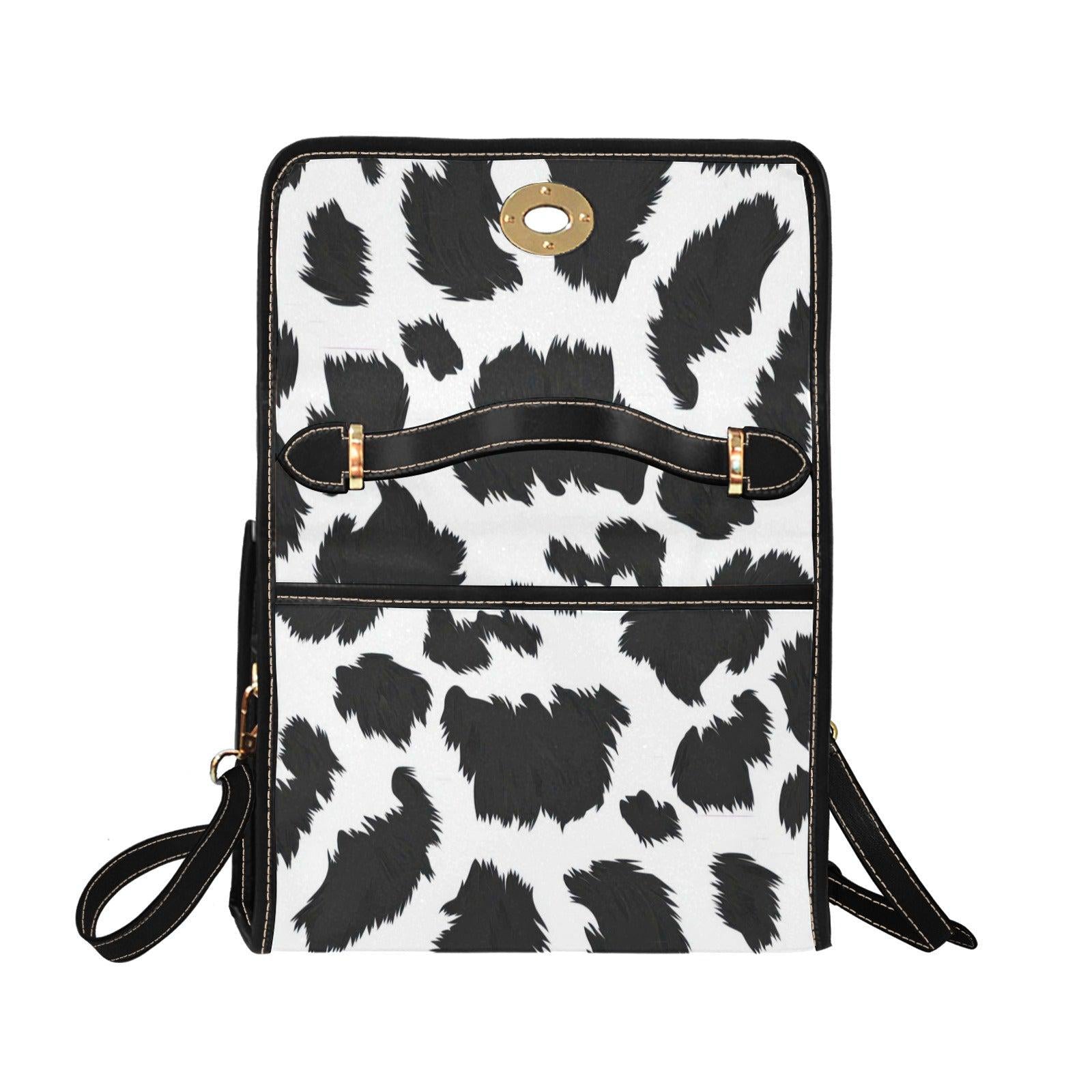 Cow Print Crossbody Bag, Faux Leather Western Purse, Animal Print Shoulder Bag, Trendy Vegan Handbag