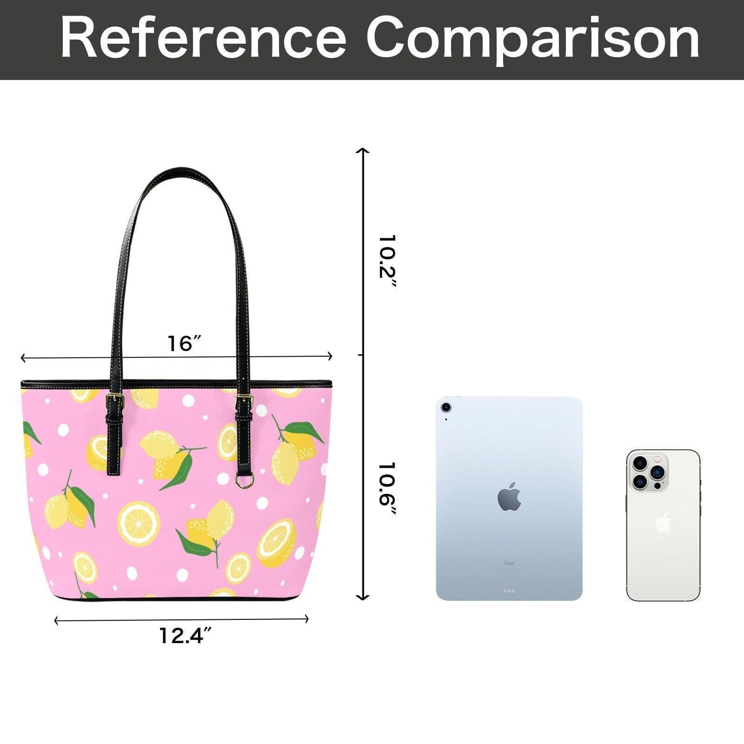 Lemon Picnic Tote Bag, Pink Citrus Shoulder Purse, Summer Market Carryall, Vacation Ready Handbag