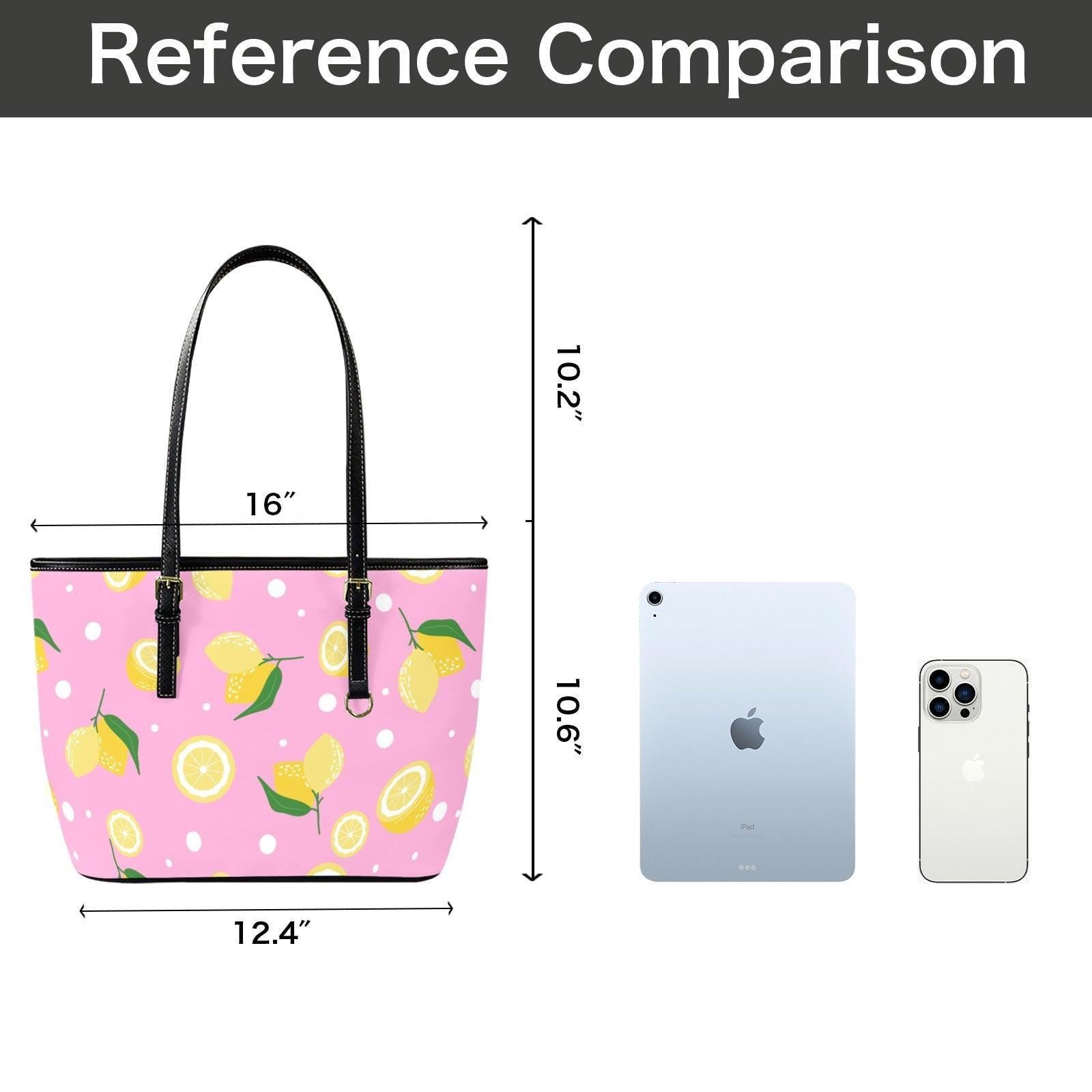 Lemon Picnic Tote Bag, Pink Citrus Shoulder Purse, Summer Market Carryall, Vacation Ready Handbag