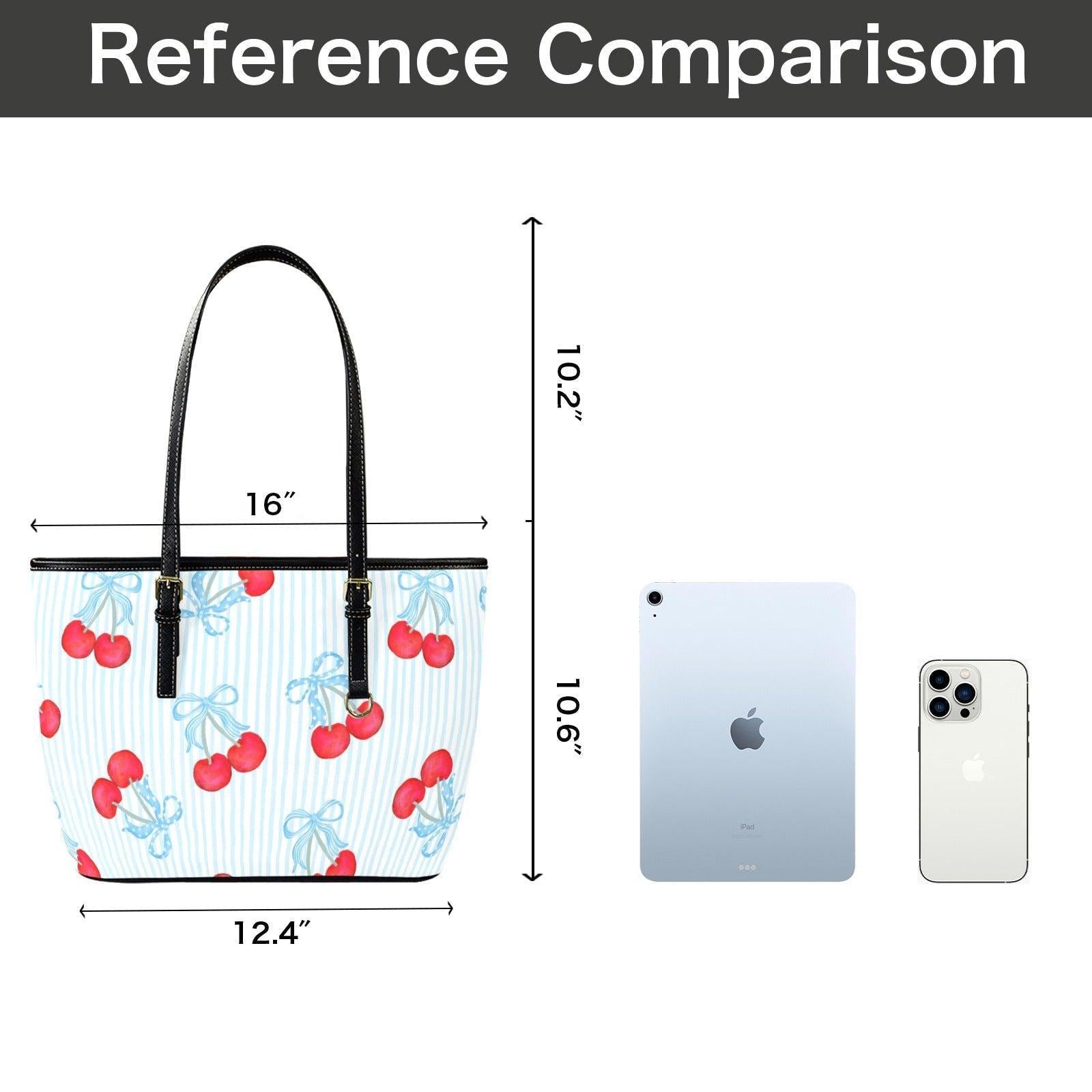 Cherry Bow Tote Purse, Blue Stripe Shoulder Bag, Sweet Picnic Carryall, Coquette Everyday Handbag